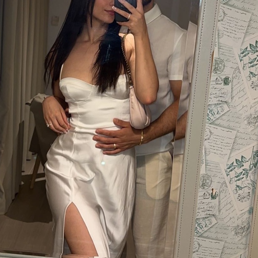 Zara white silk Midi dress
